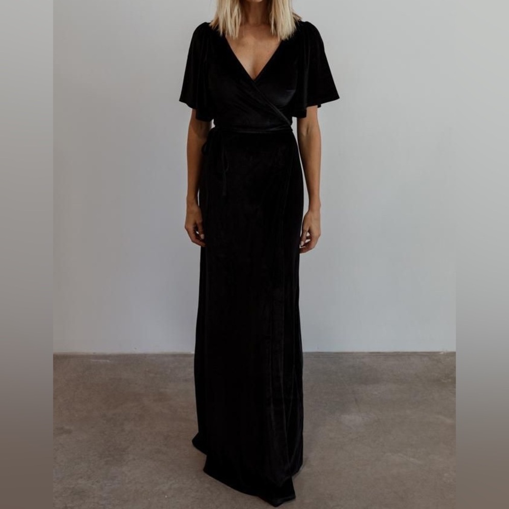 Baltic Born Meghan Black Velvet Wrap Maxi